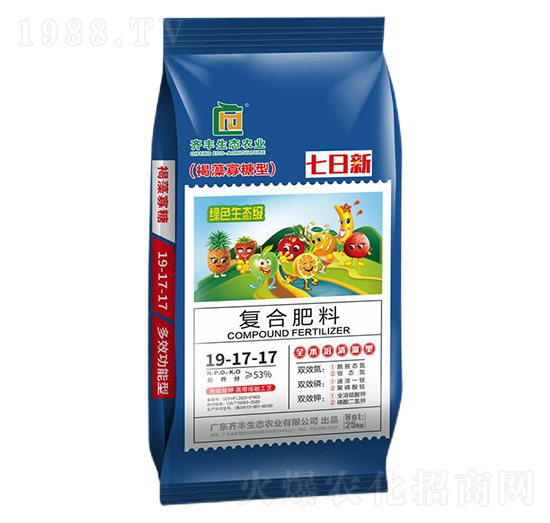 25kg高塔熔融褐藻寡糖型復(fù)合肥料19-17-17-七日新-齊豐農(nóng)業(yè)
