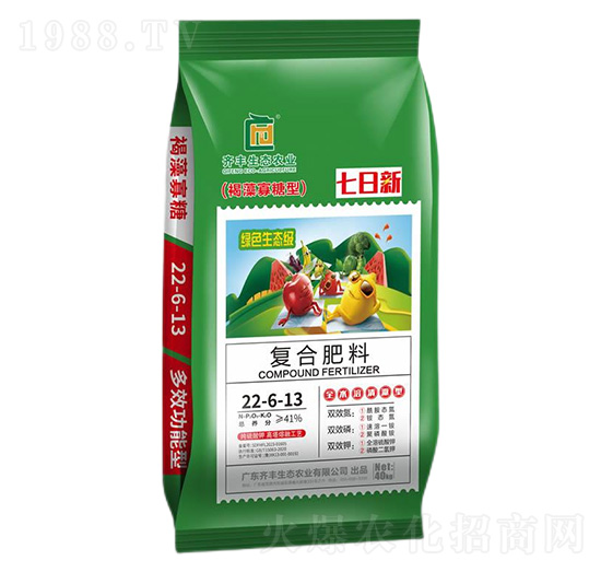 40kg高塔熔融褐藻寡糖型復(fù)合肥料22-6-13-七日新-齊豐農(nóng)業(yè)